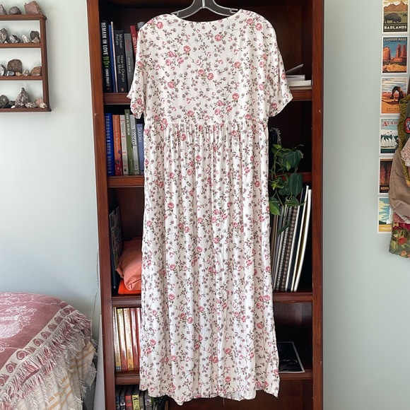 vintage floral maternity babydoll maxi dress button up - Picture 6 of 8